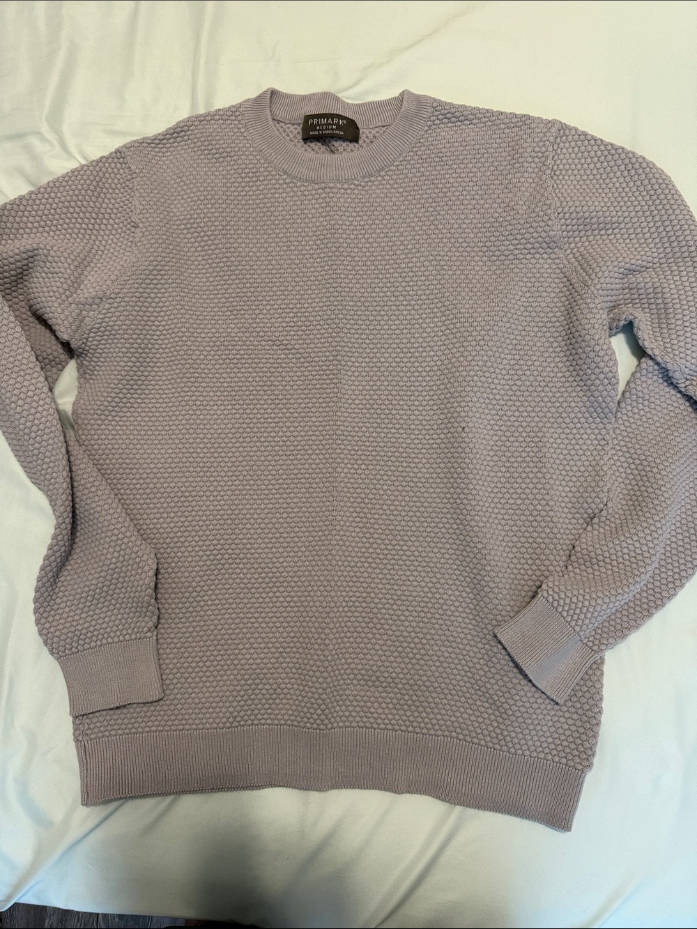 Primark Men’s Textured Crewneck Sweater - Light Grey